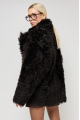 Curly double-sided dark chocolate-colored sheepskin coat made of natural sheepskin